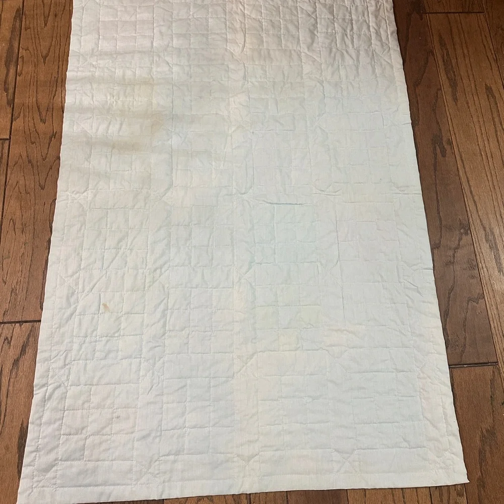 Handmade 9 Patch Pattern Baby Girl Quilt 36.6x52.5” Floral Bunnies Rooster
